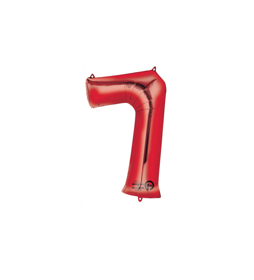 Fóliový balónek červený - velké číslo 7