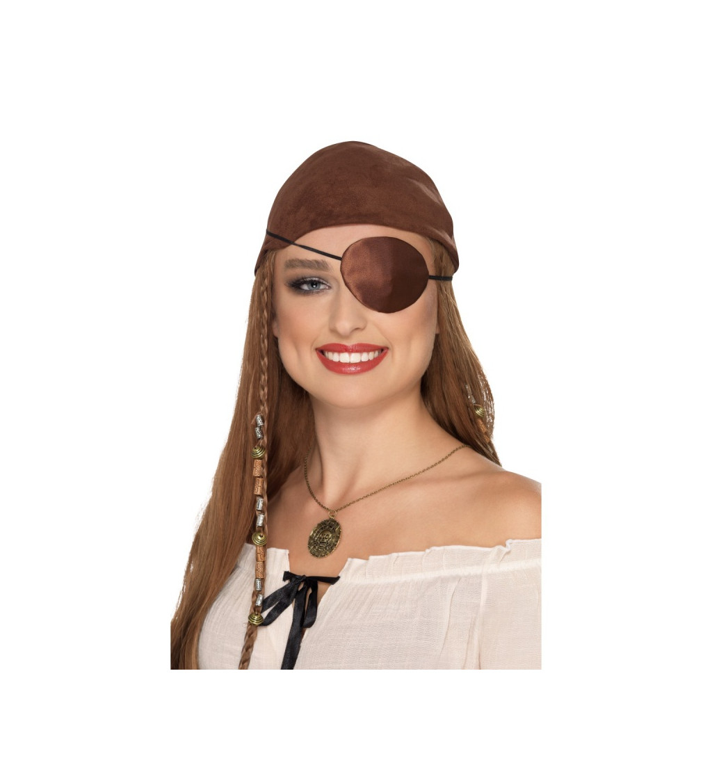 Pirátská páska přes oko - hnědá