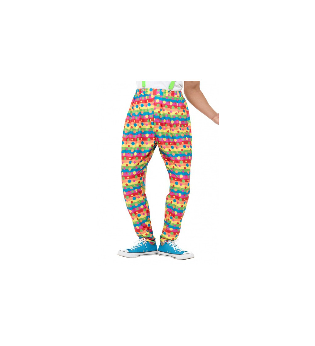 Pestrobarevné klaunské kalhoty