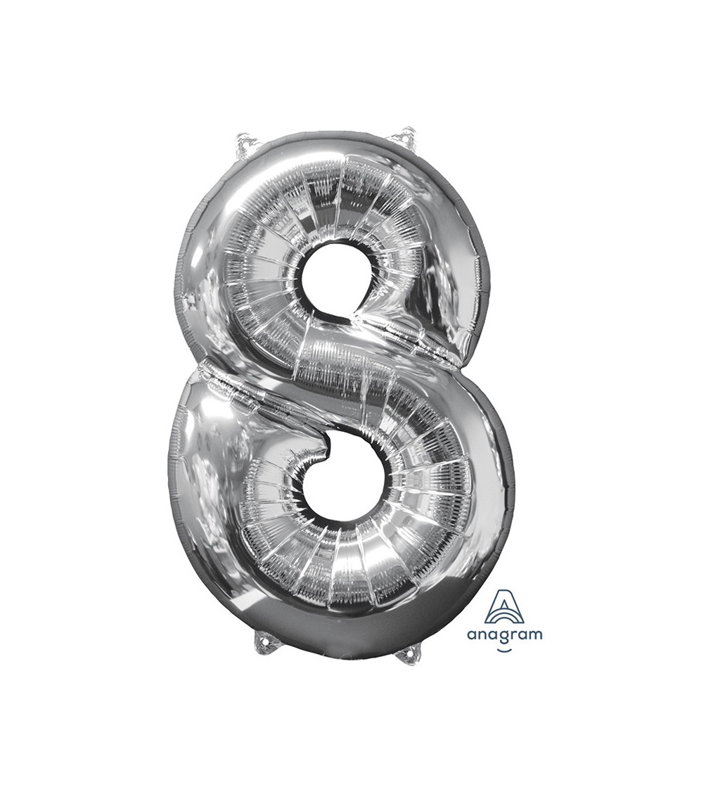 Fóliový balónek stříbrný - číslo 8