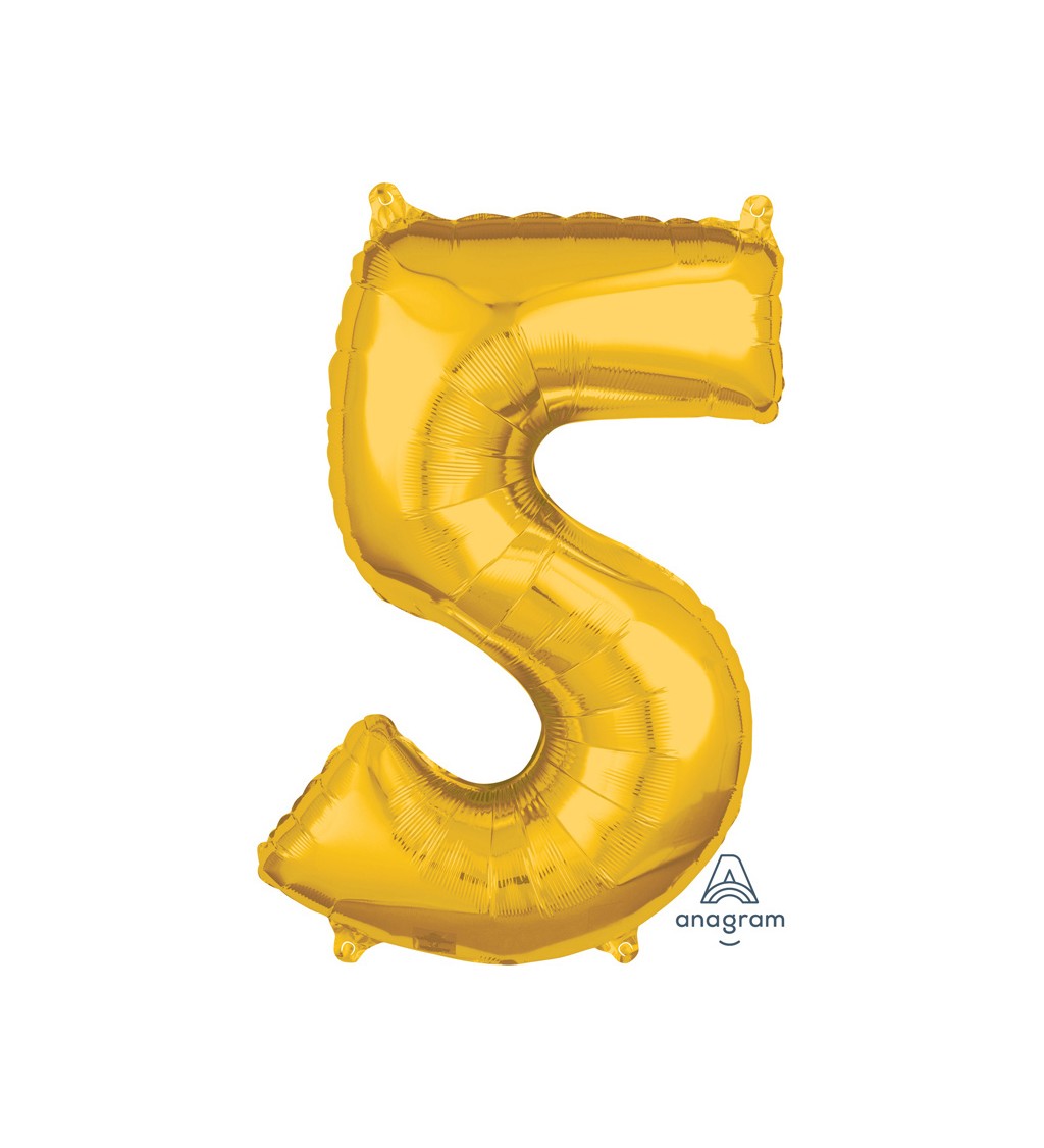 Fóliový balónek zlatý - číslo 5
