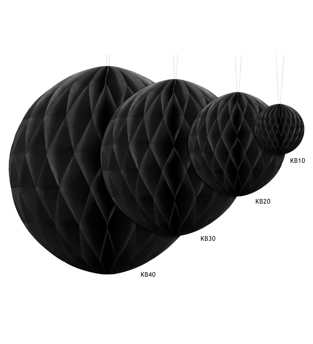 Papírová koule - černá, 10 cm