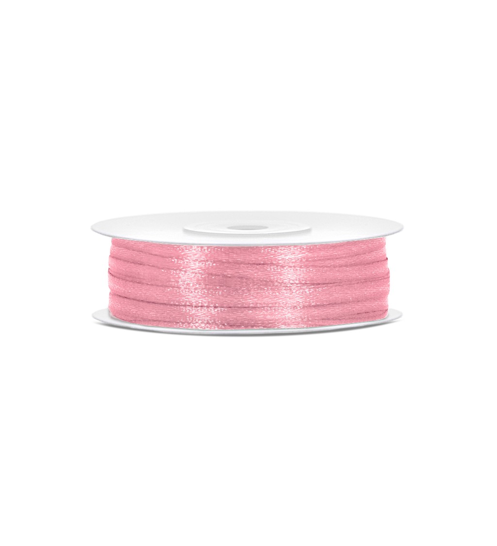 Saténová stuha - 3 mm - světle růžová