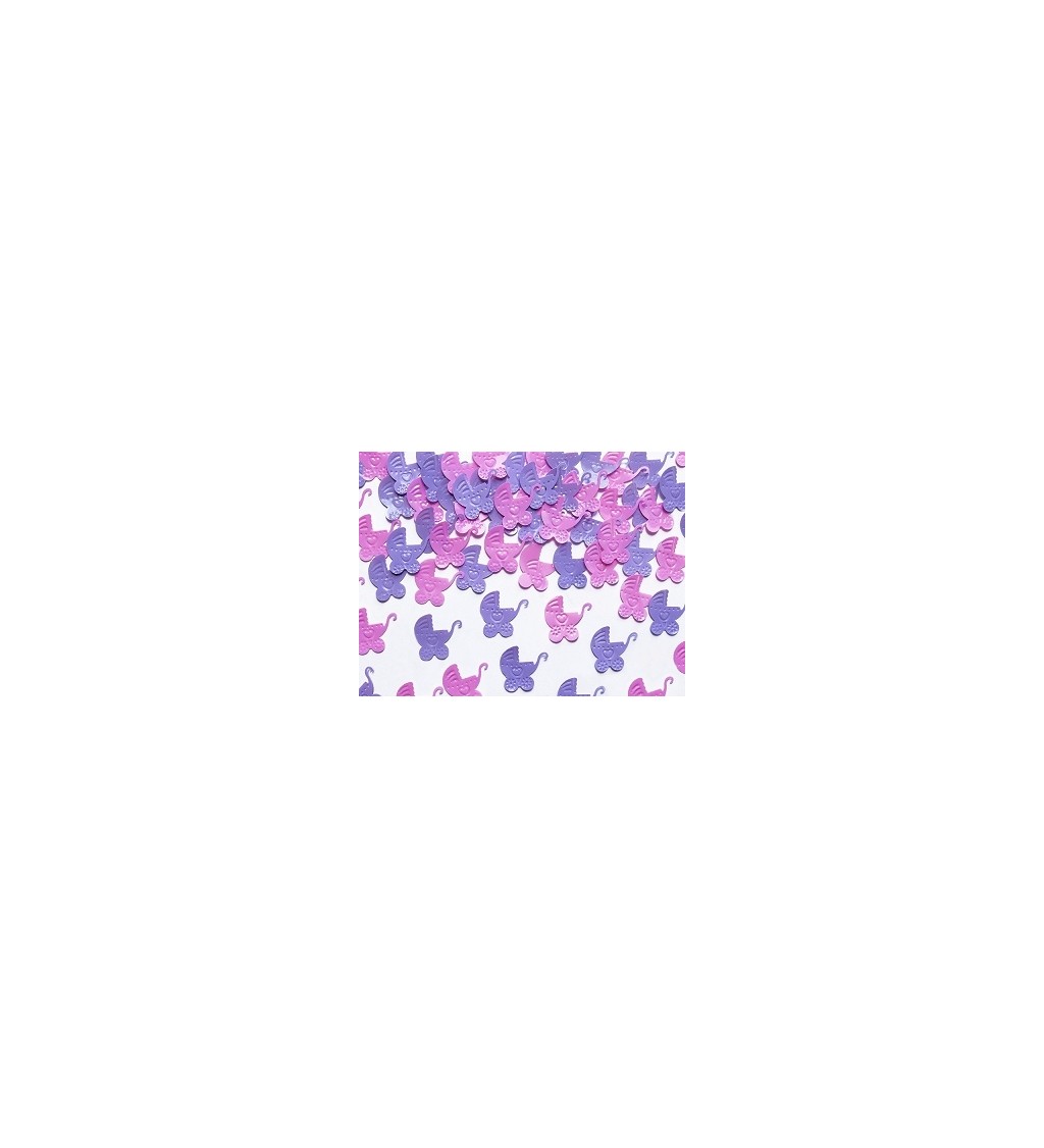 Konfety kočárky - růžové a fialové