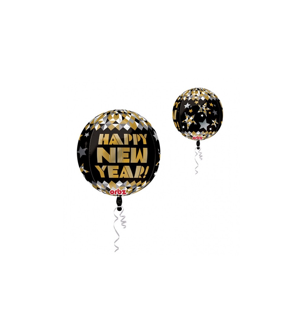 Fóliový balónek koule - Happy New Year