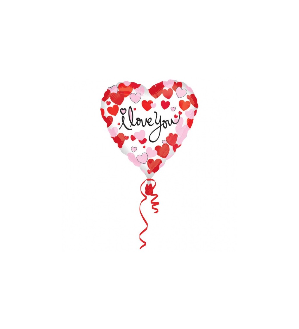 Fóliový balónek standard - Srdce I love you II.
