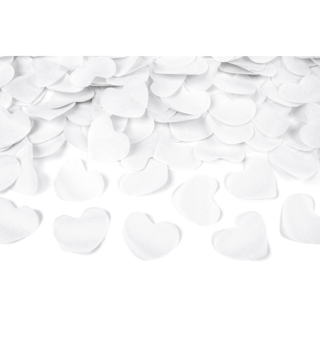 Vystřelovací konfety srdíčka - bílé