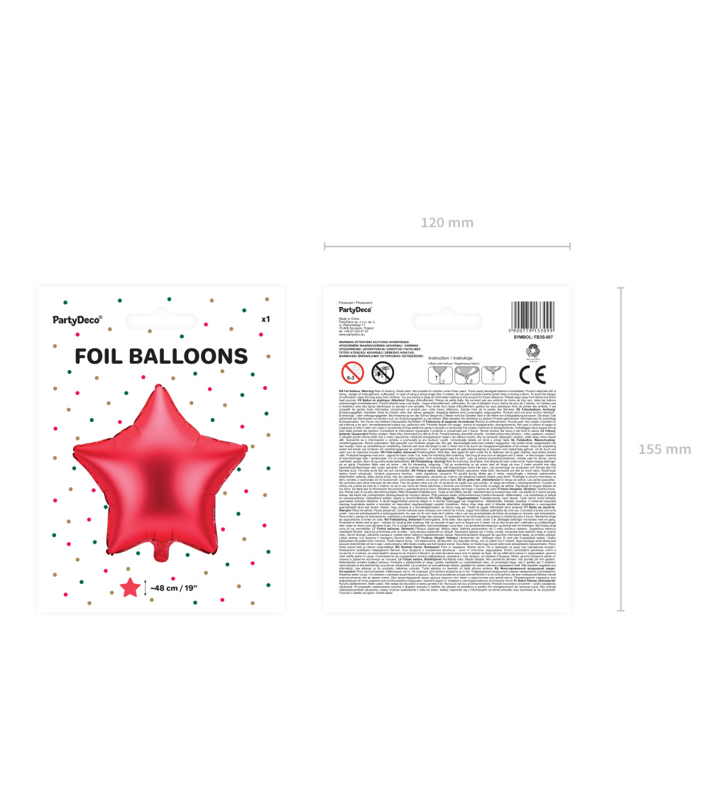 Fóliový balónek Červená hvězda