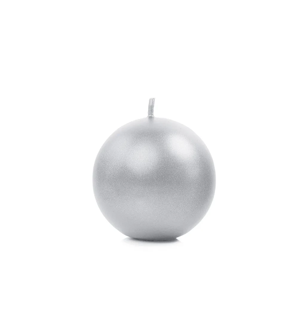 Svíčka koule - stříbrná 6 cm