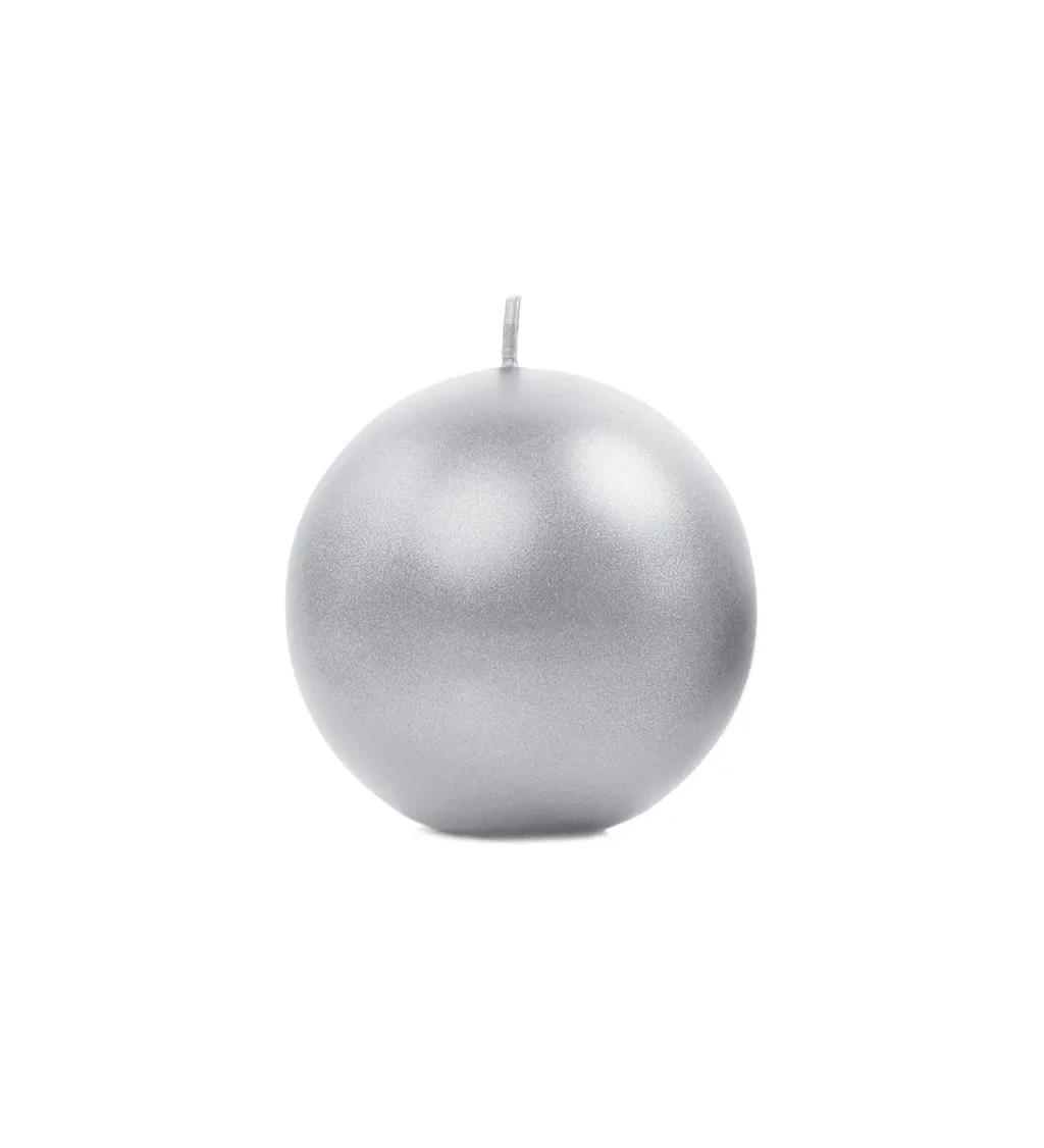 Svíčka koule - stříbrná 8 cm