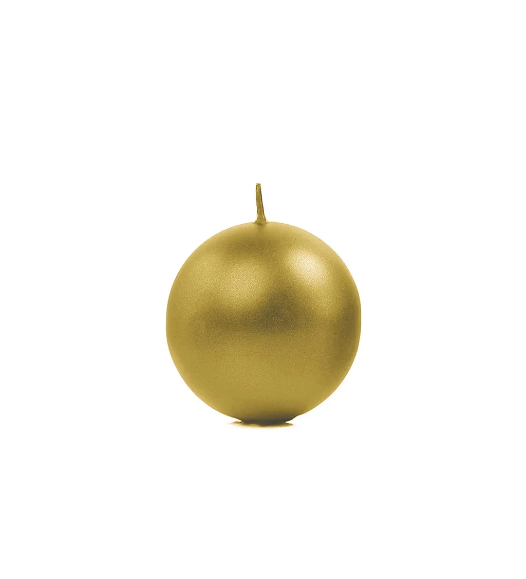 Svíčka koule - zlatá 6 cm