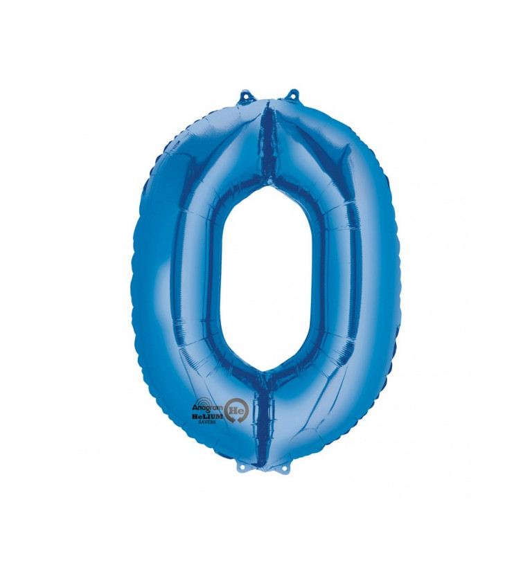 Fóliový balónek modrý - velké číslo 0