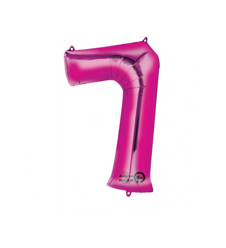 Fóliový balónek růžový - velké číslo 7