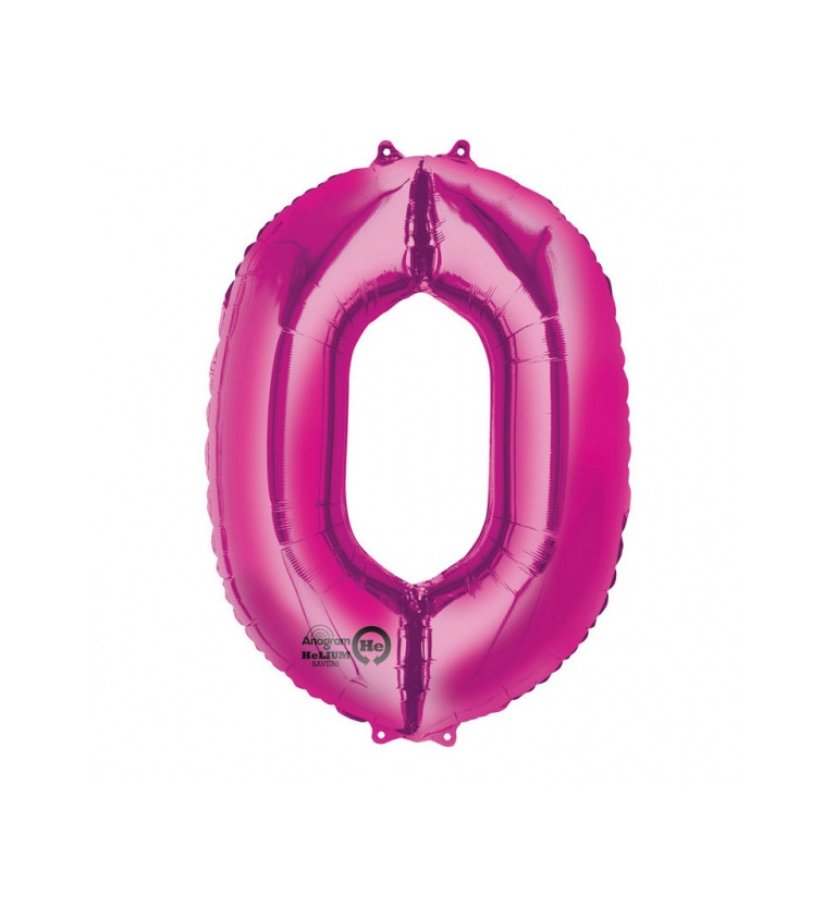 Fóliový balónek růžový - velké číslo 0