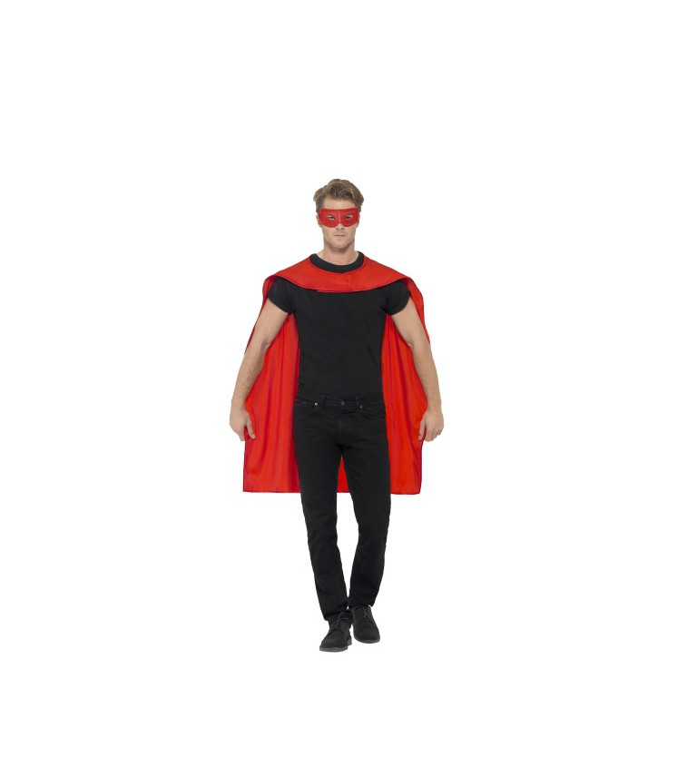 Červený plášť s maskou na oči - Unisex