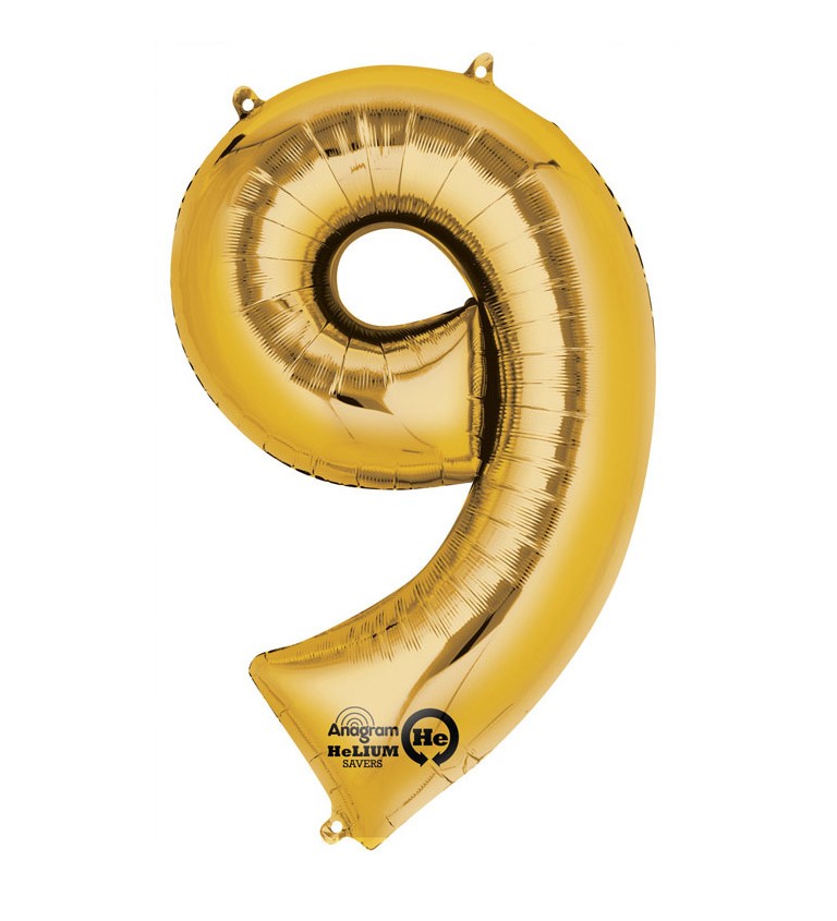 Fóliový balónek zlatý - velké číslo 9