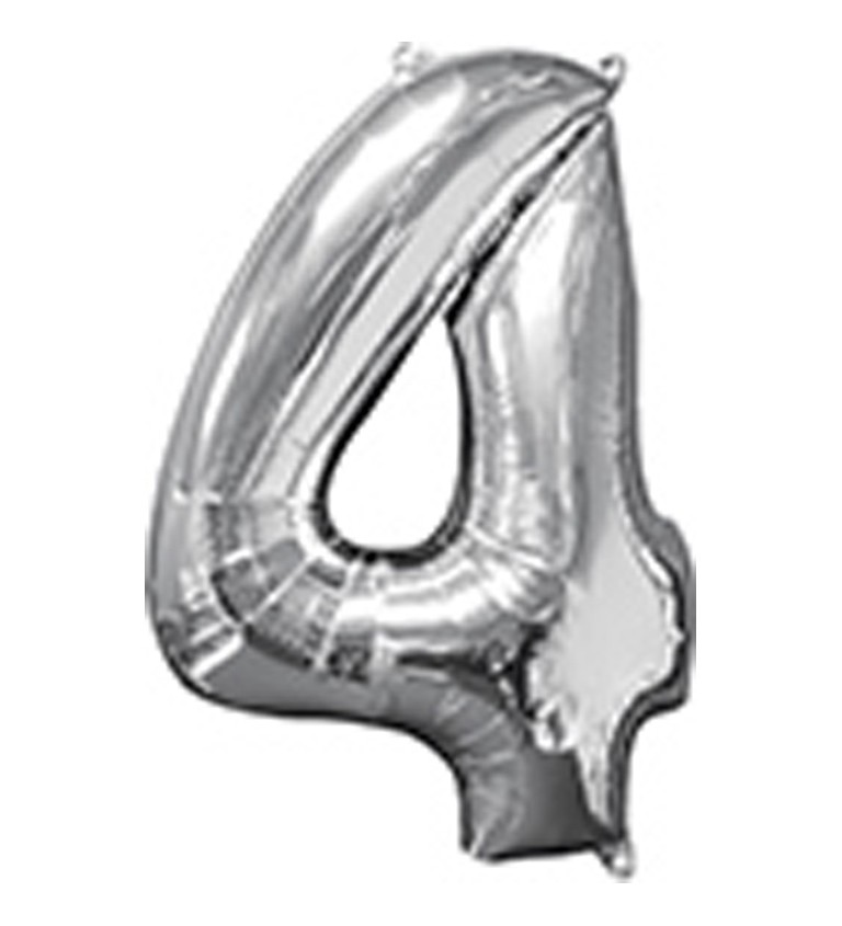 Fóliový balónek stříbrný - číslo 4