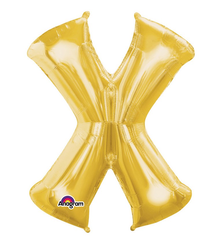 Nafukovací fóliový balónek zlatý - X