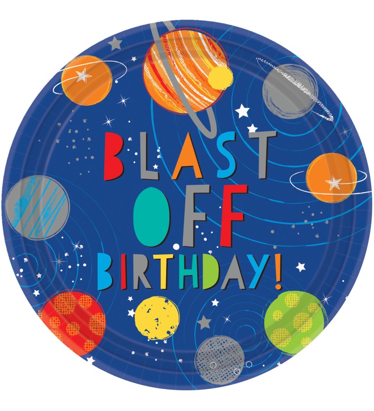 Talíře - Blast Off Birthday