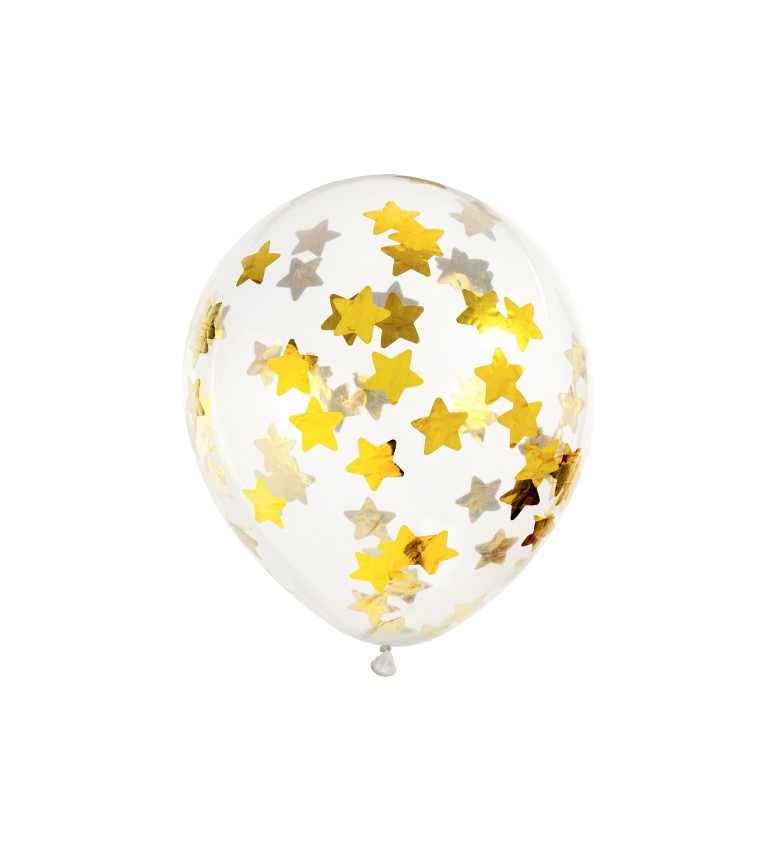 Balónky se zlatými hvězdičkovými konfetami