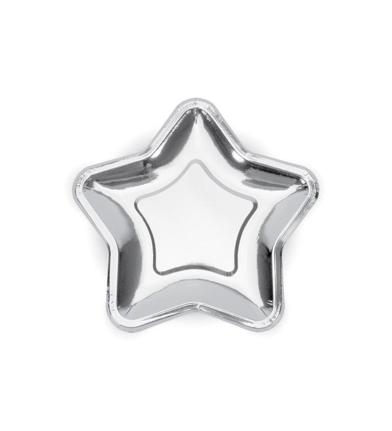 Papírový talíř - stříbrná hvězda