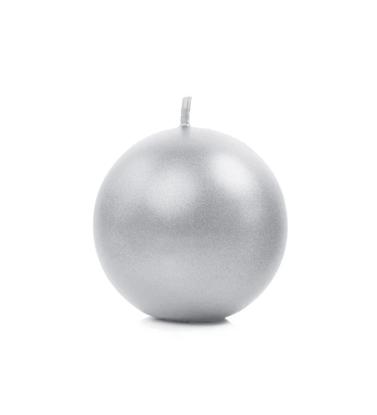Svíčka koule - stříbrná 6 cm