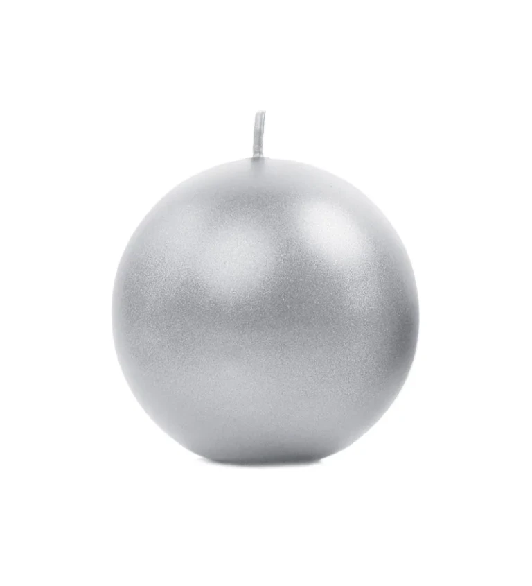 Svíčka koule - stříbrná 8 cm