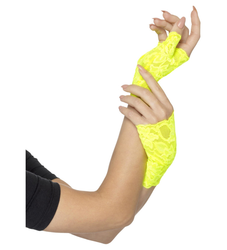 Bezprstové rukavičky - Neonově žluté