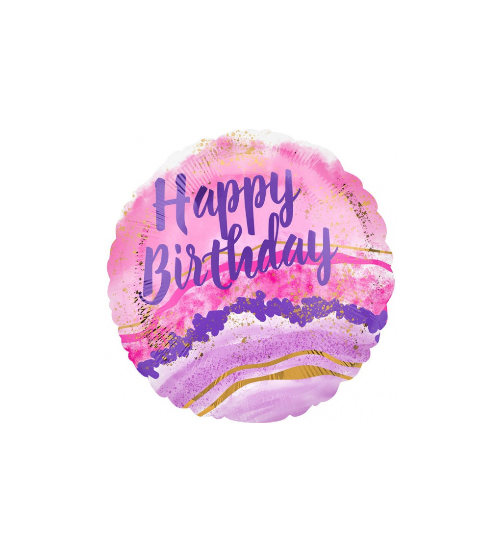 Mramorový fóliový balónek Happy Birthday