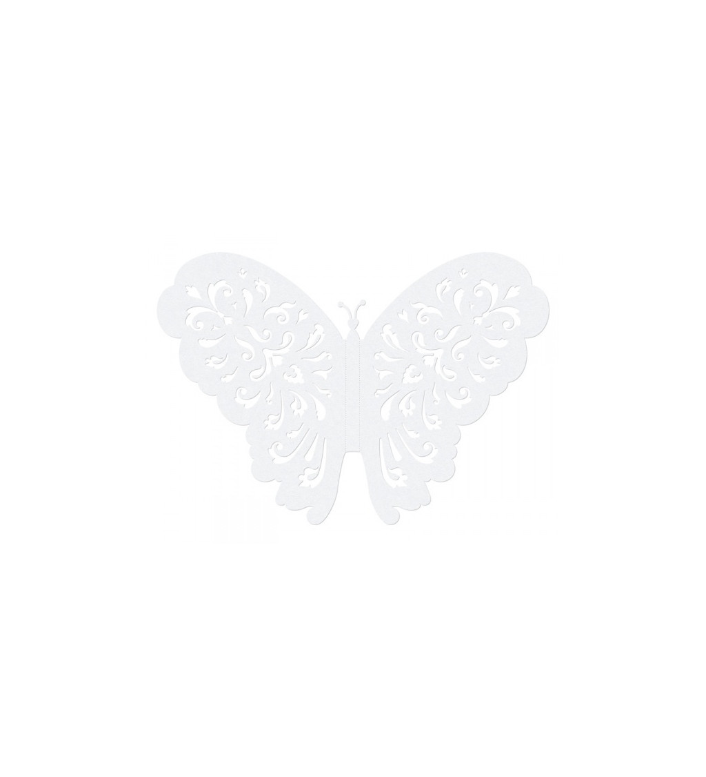 Dekorace papírová vzorovaní motýlci III - bílá