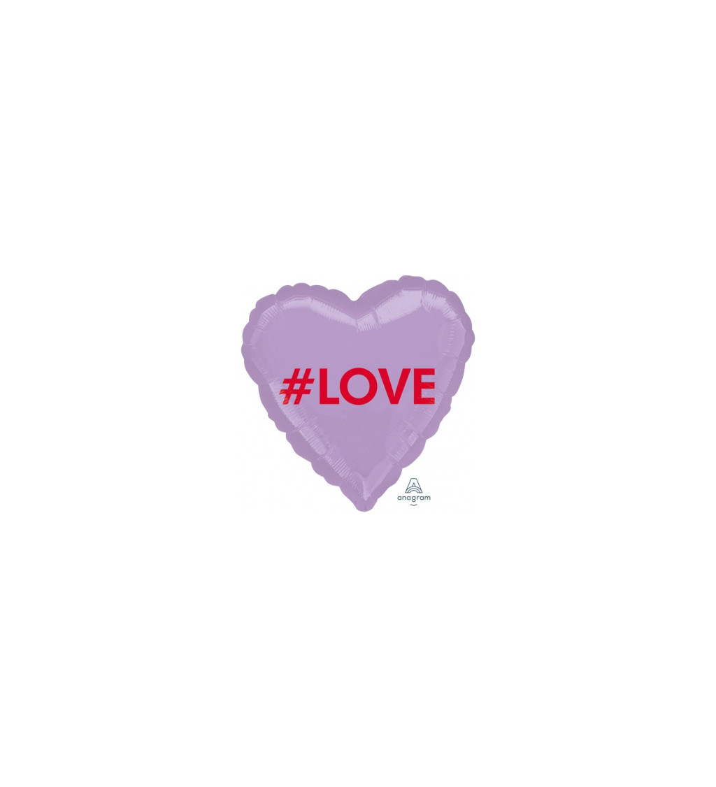 Fóliový balónek fialové srdce #Love