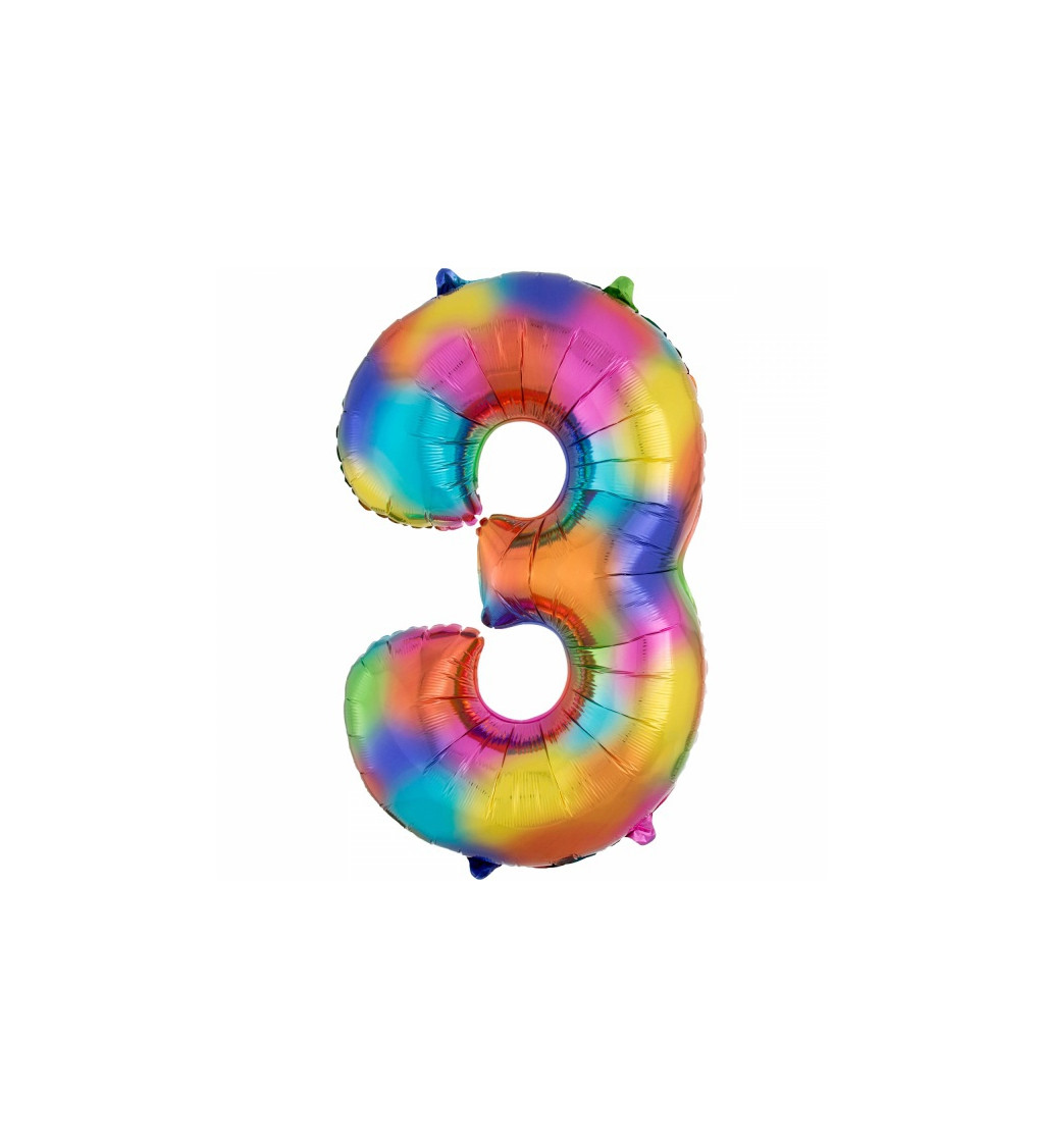 Balónek číslice 3 - duhový