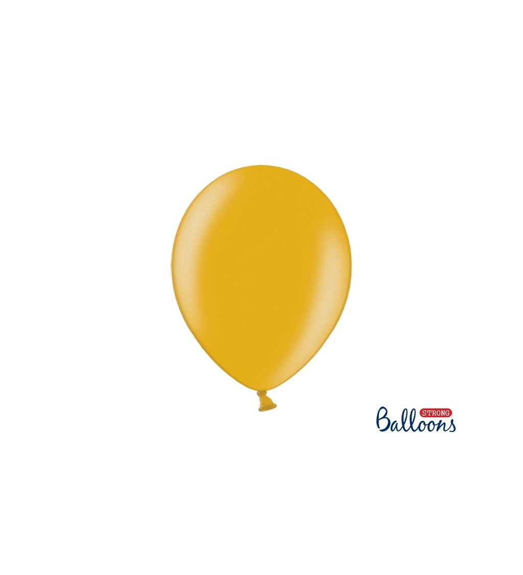 Balónek metalický - zlatý - 10 ks