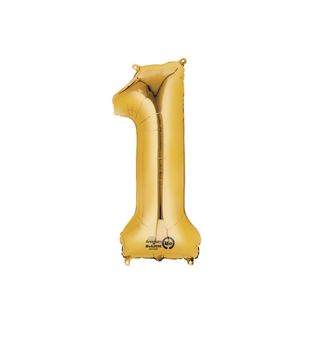 Fóliový balónek zlatý - velké číslo 1