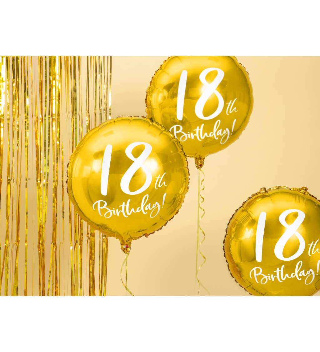 Fóliový balónek 18th Birthday - zlatý