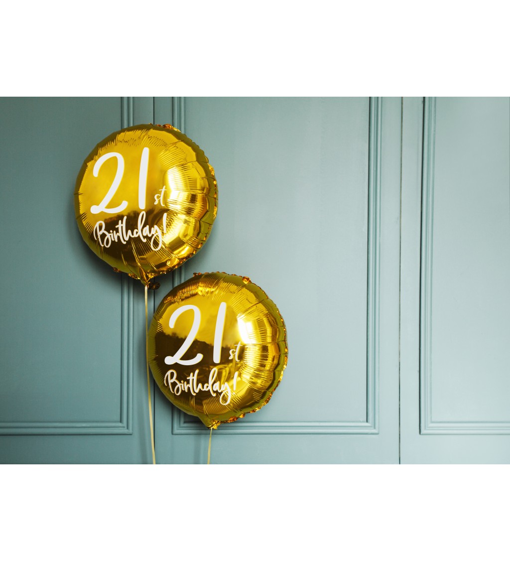 Zlatý fóliový balónek 21st Birthday
