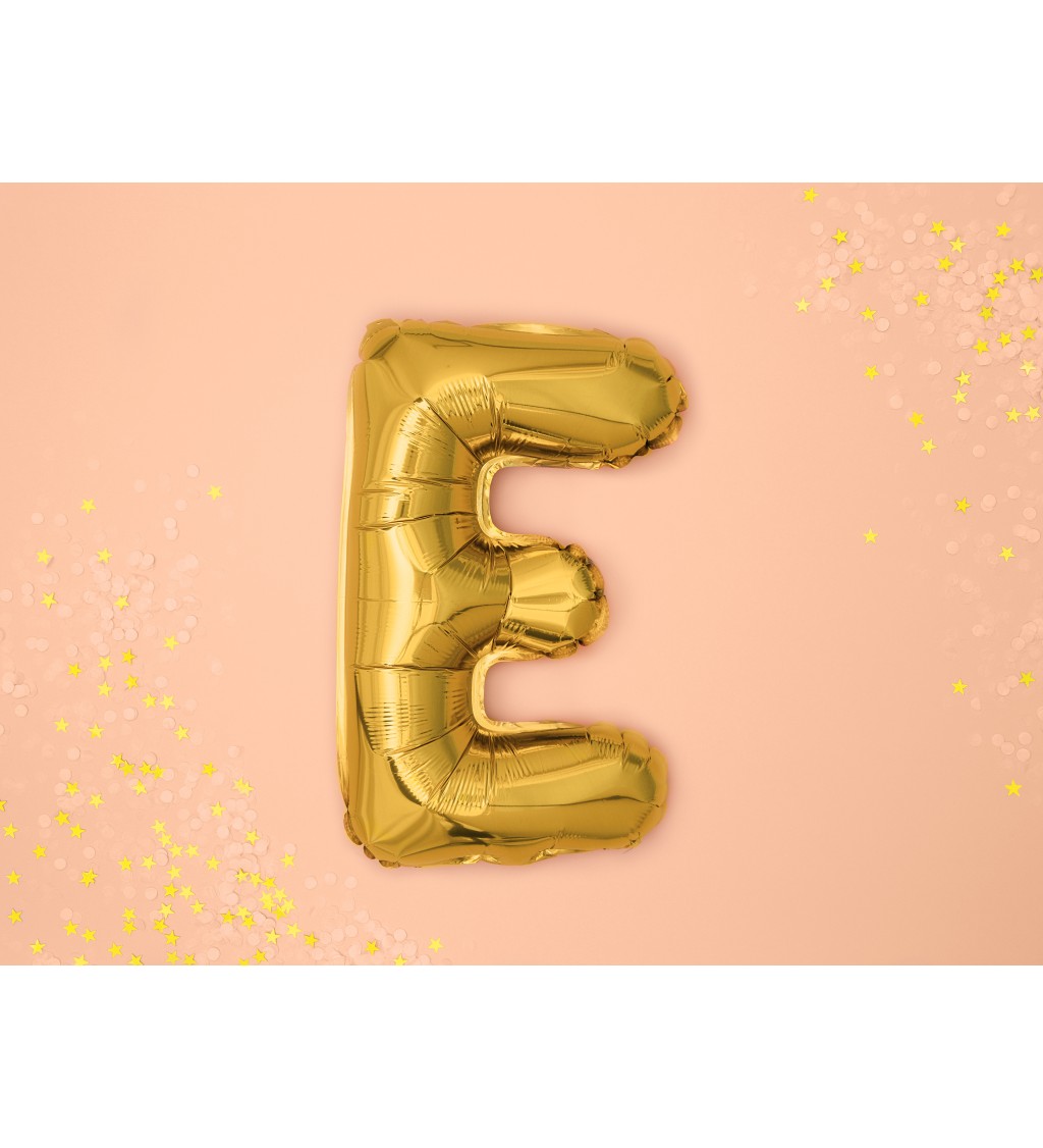 Fóliový balónek E - zlatý