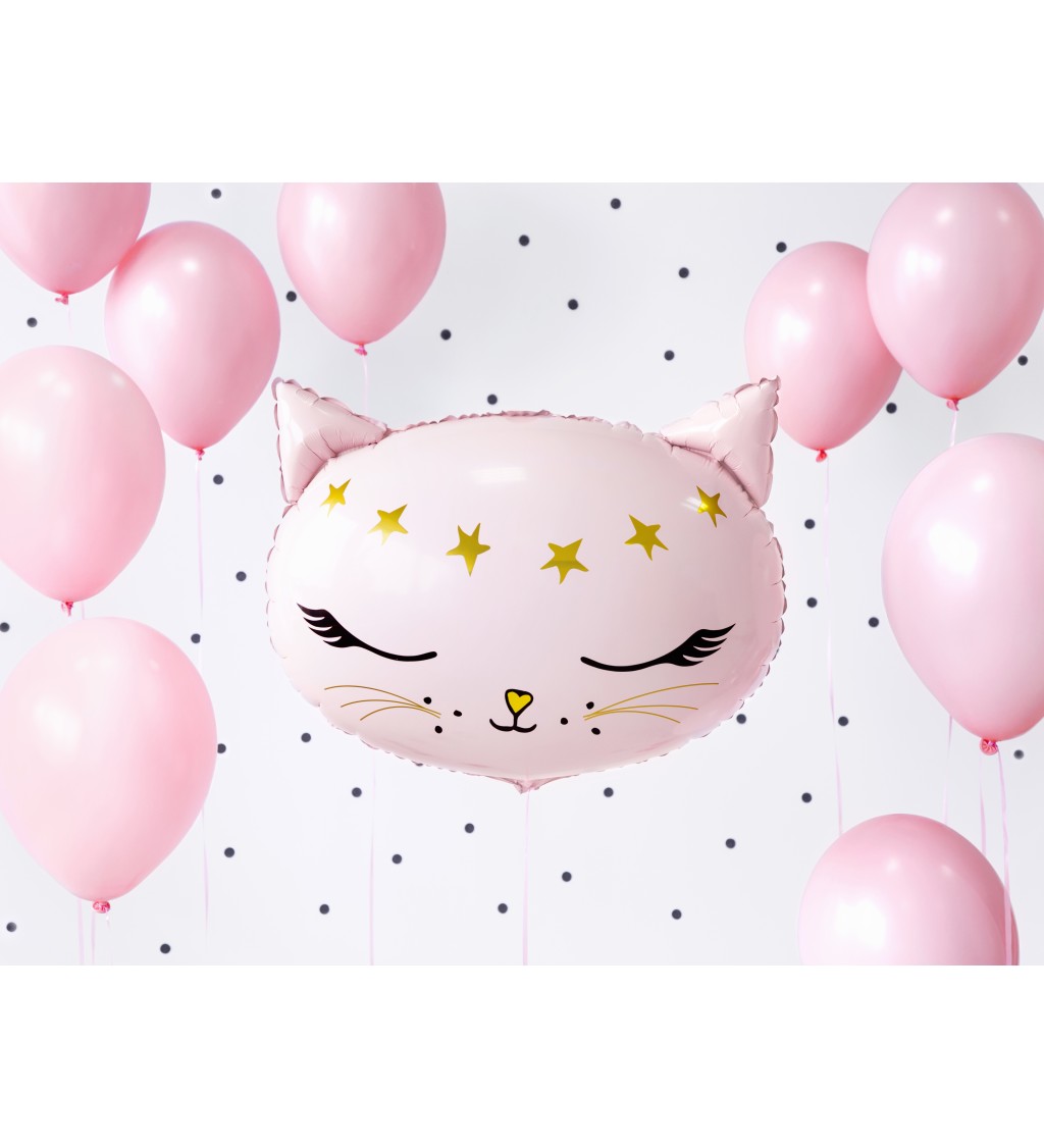 Fóliový balónek Růžová kočka