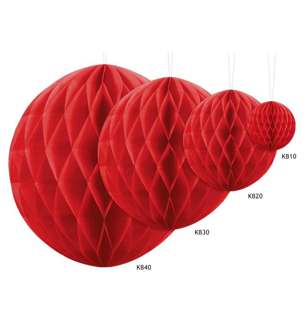 Papírová koule - červená, 10 cm