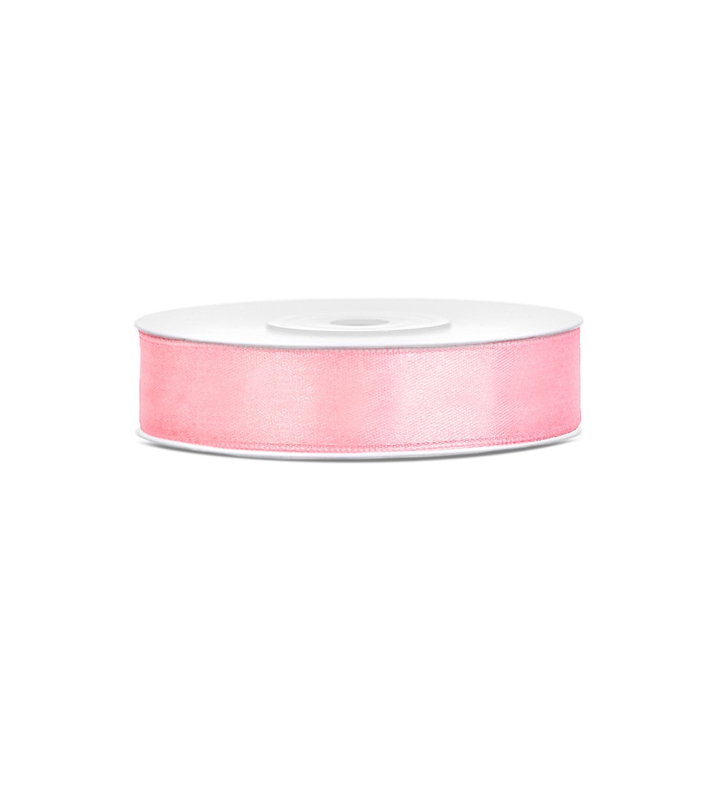 Saténová stuha - 12 mm - světle růžová