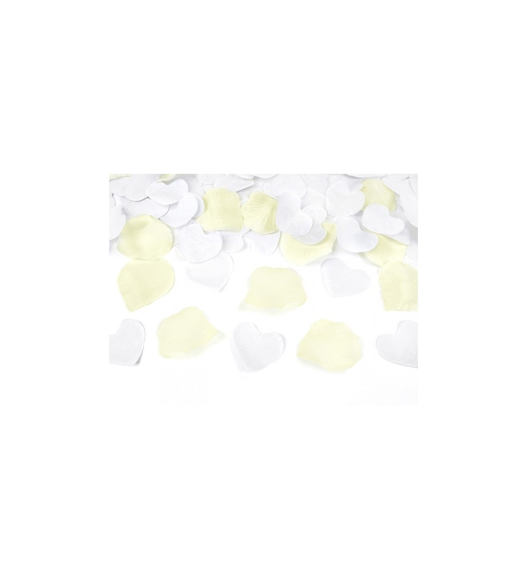 Vystřelovací konfety - lístky růží - bílá a sněhově bílá