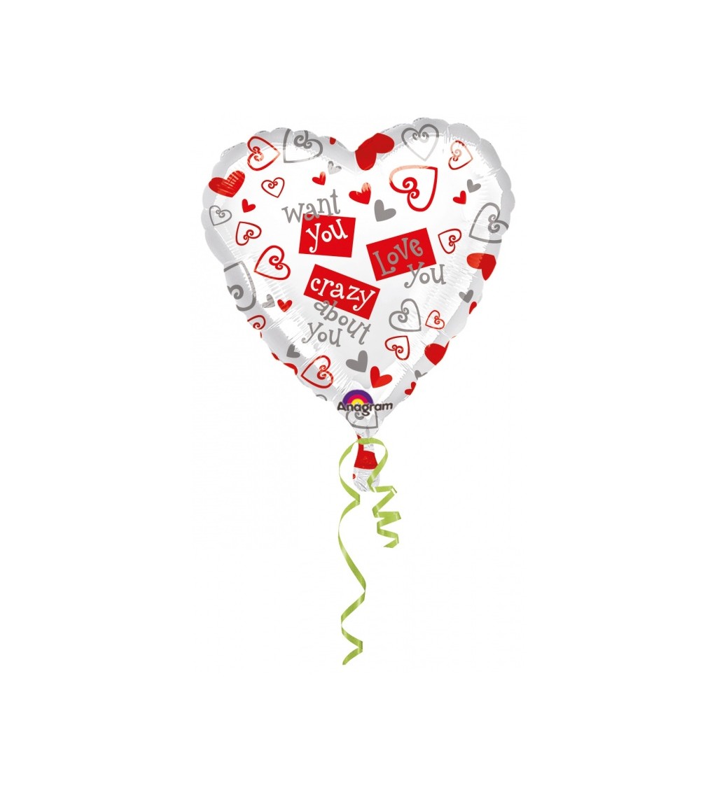 Fóliový balónek standard - Srdce s potiskem