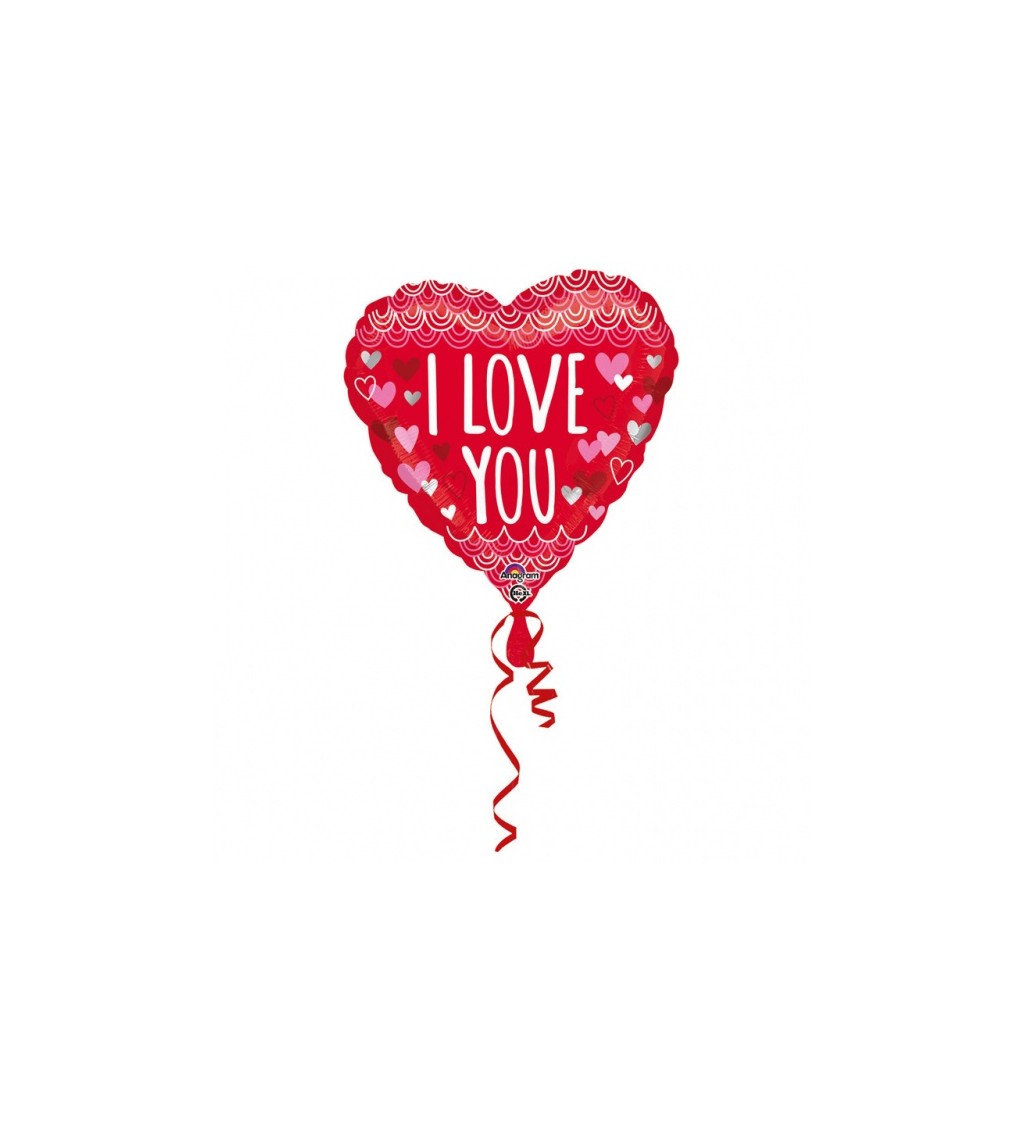 Fóliový balónek standard - Srdce I love you