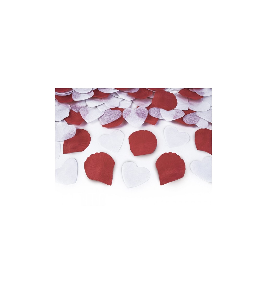 Vystřelovací konfety - Bílá srdíčka a růže 