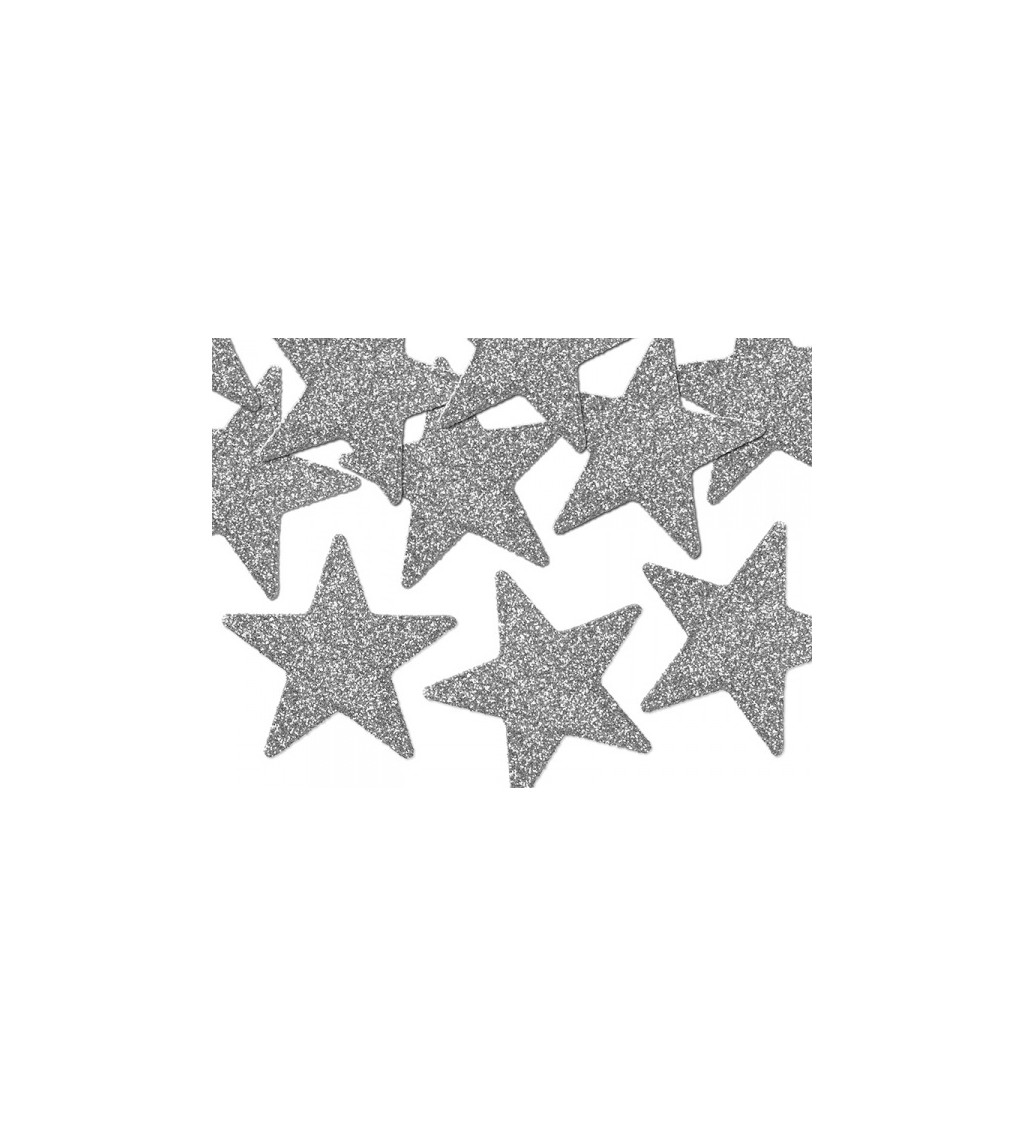 Konfety Stříbrné glitter hvězdičky