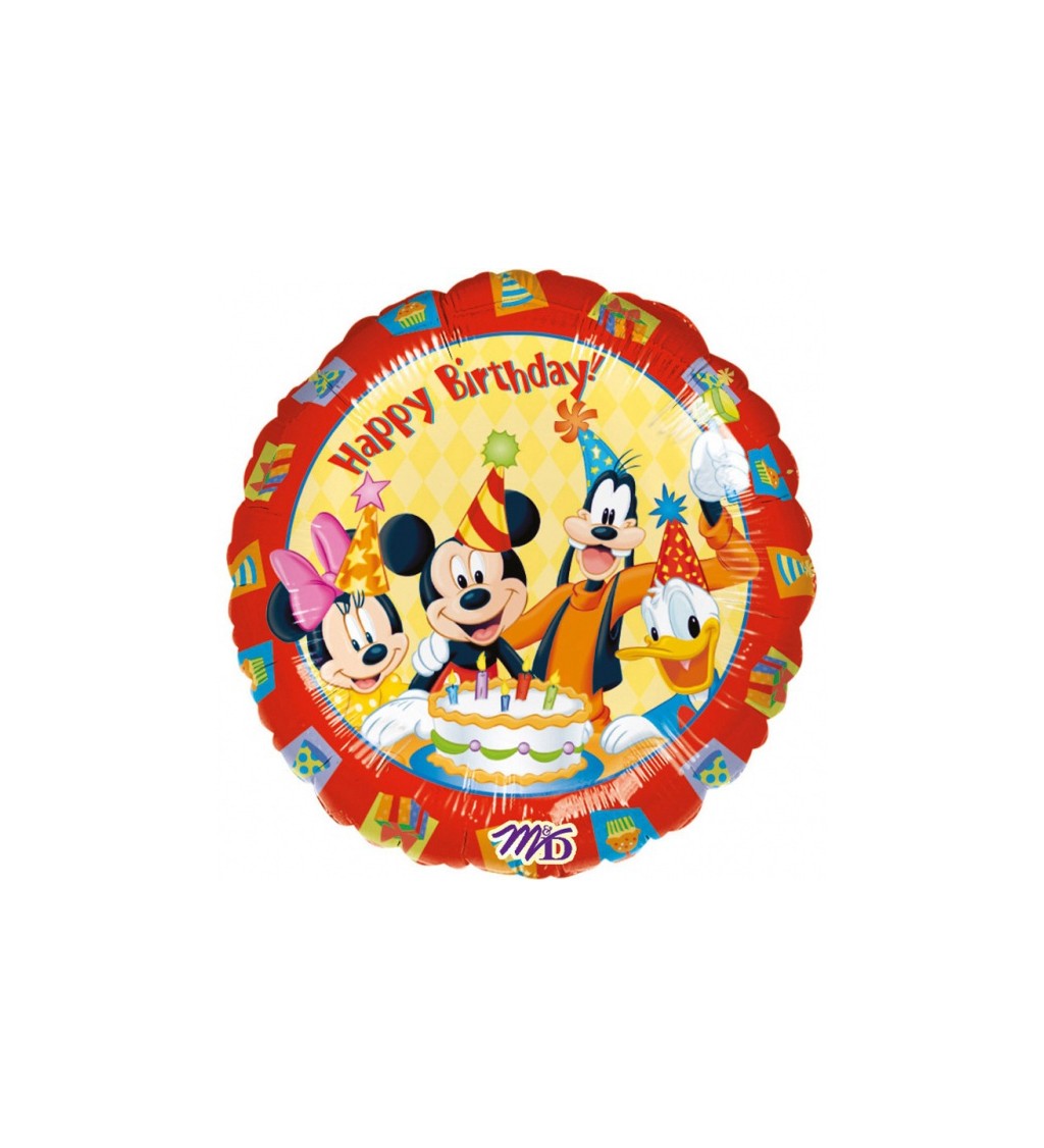 Fóliový balónek Narozeniny s Mickey mousem a kamarády