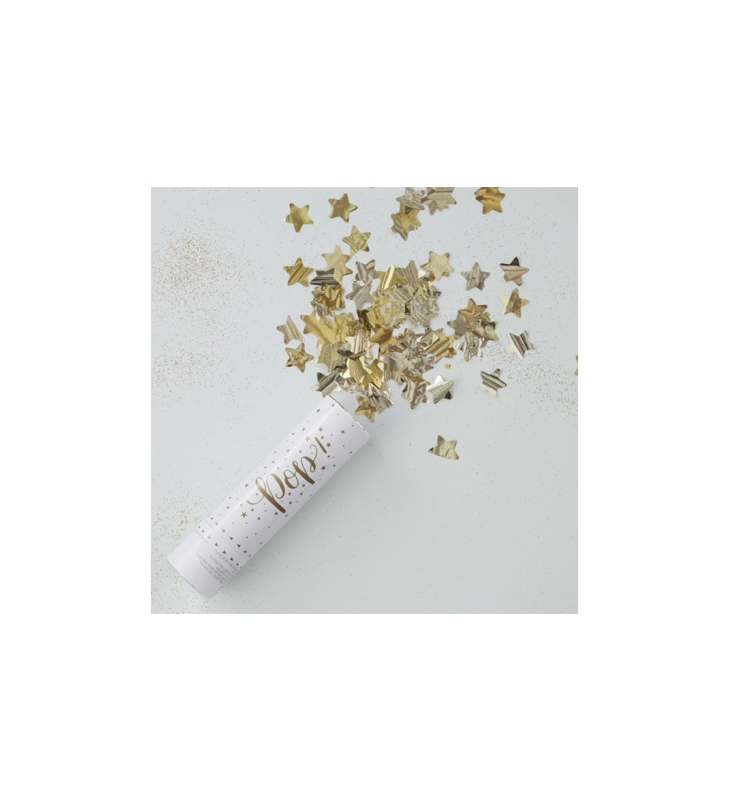Vystřelovací konfety - hvězdičky zlaté mini