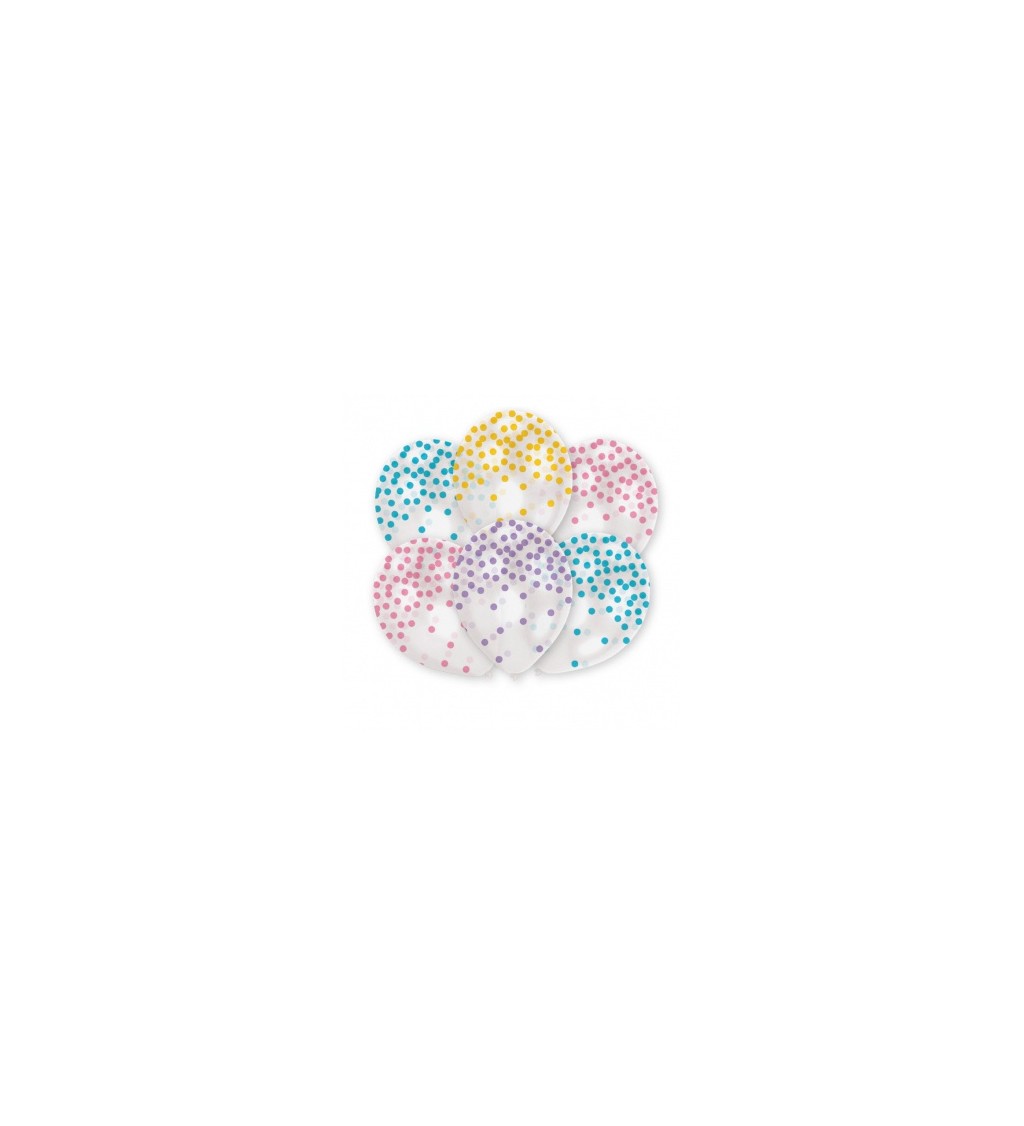Průhledné balónky s pastelovými konfetami