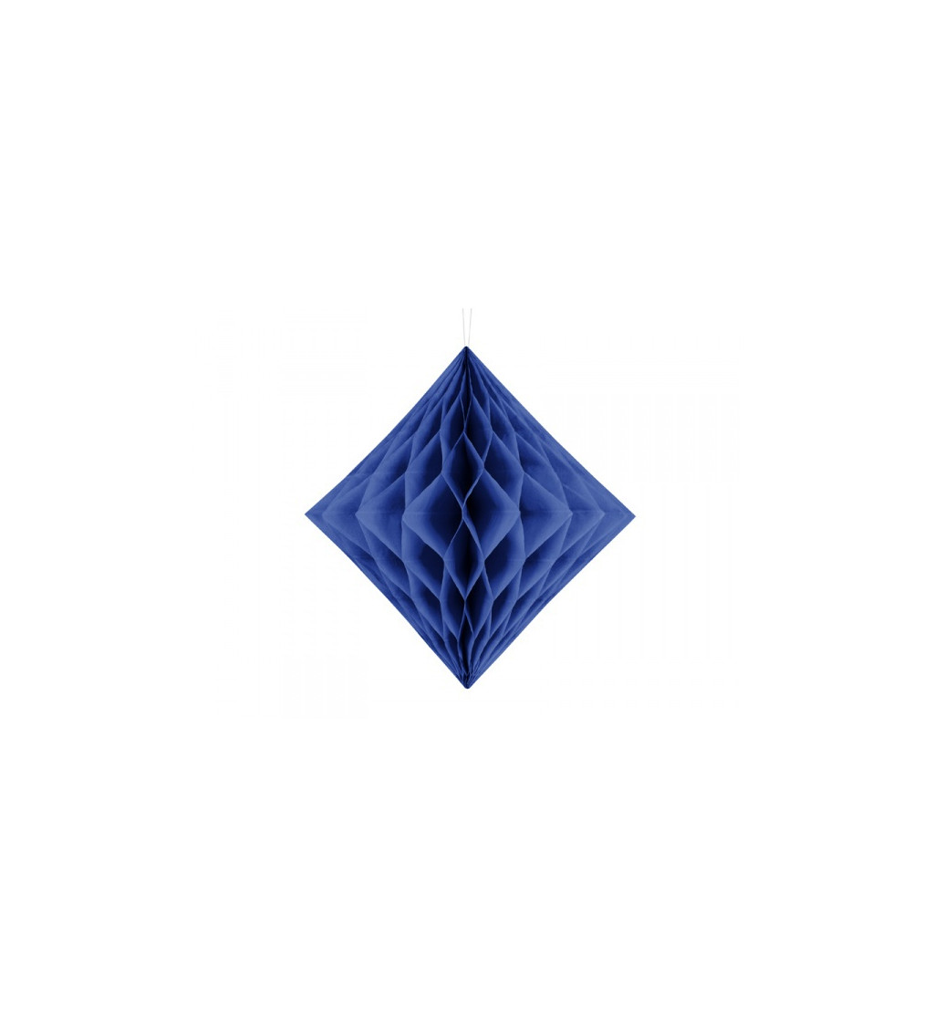 Papírová dekorace ve tvaru diamantu - Tmavě modrá 20 cm