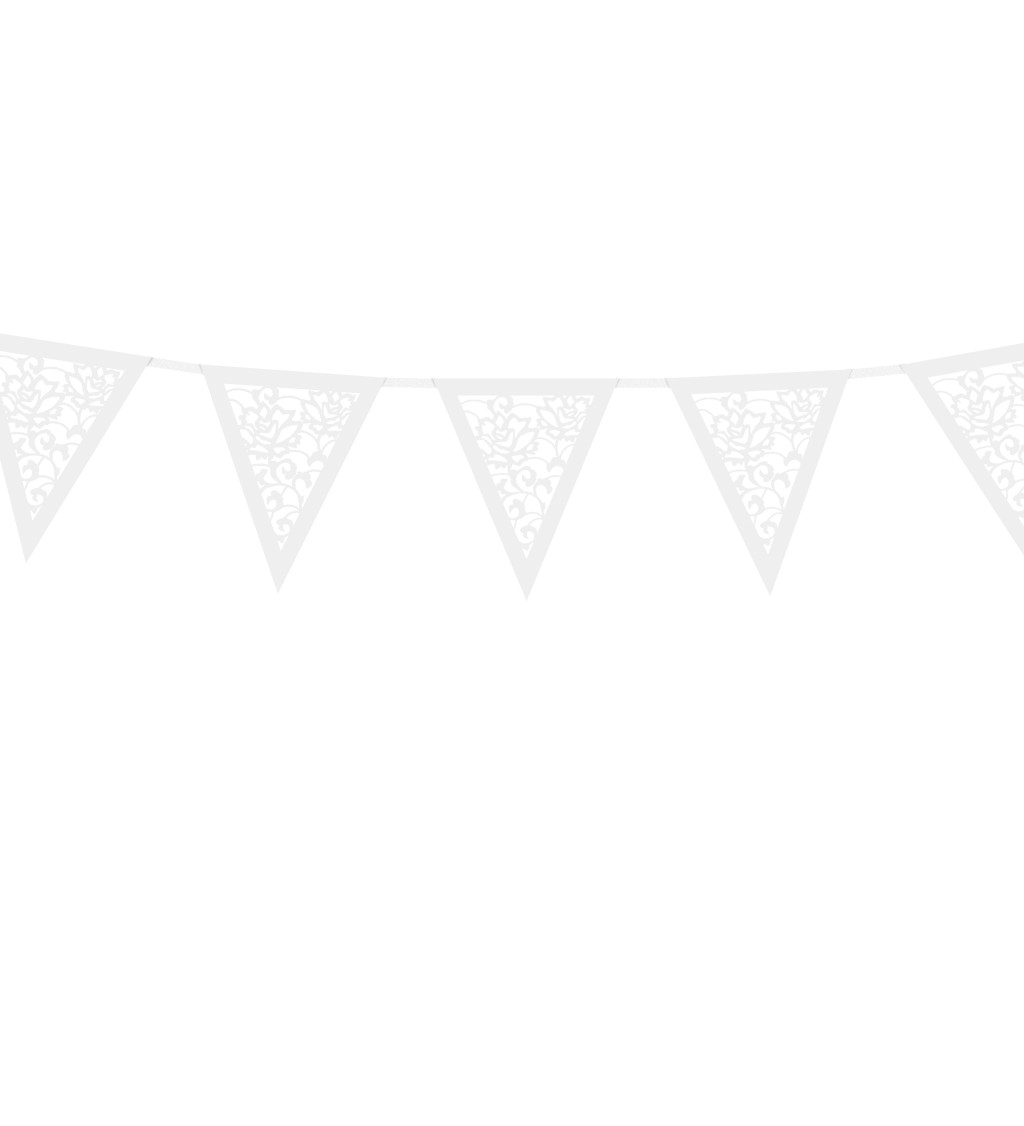 Girlanda vzorované praporky - bílá